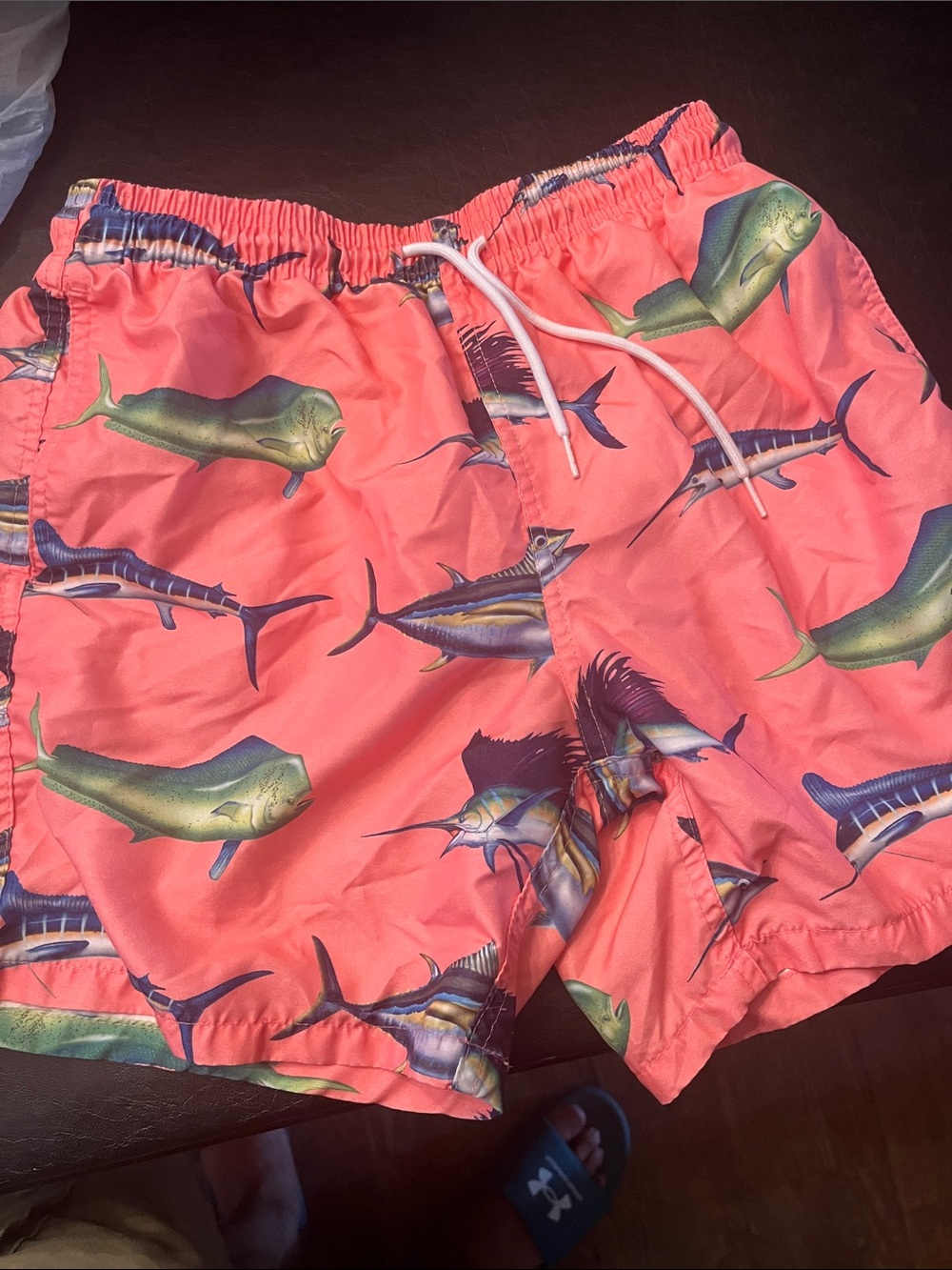 Men's Coral Fish-Print Swim Trunks
